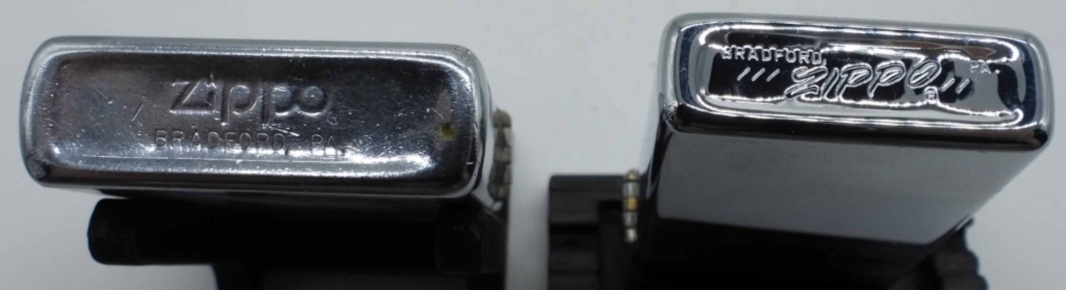 Zippo Chrome Lighters Pair, Pipe & Slim