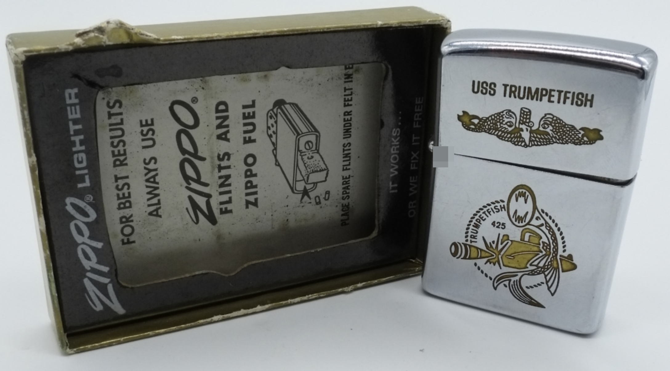 Zippo USS Trumpetfish Submarine Chrome Lighter