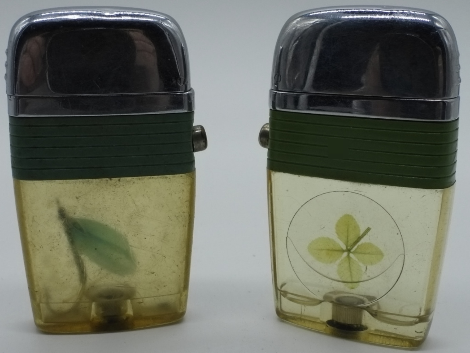 Vintage Lucite Table Lighters with Botanical Inser