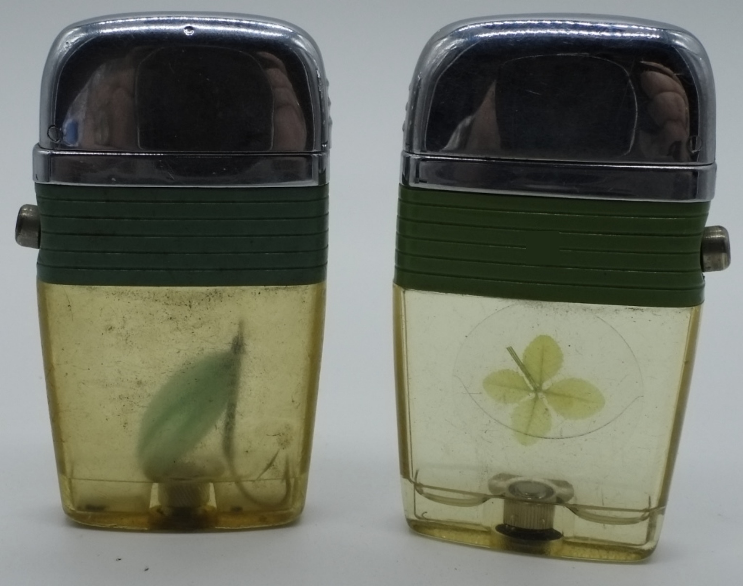 Vintage Lucite Table Lighters with Botanical Inser