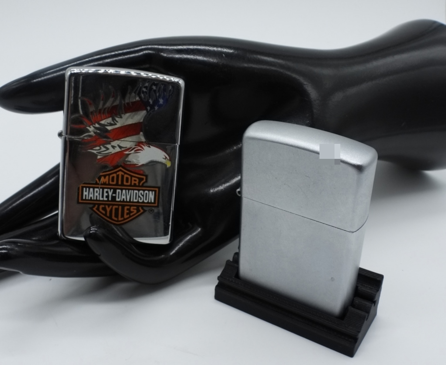 Zippo Harley-Davidson Eagle Chrome & Satin Pair