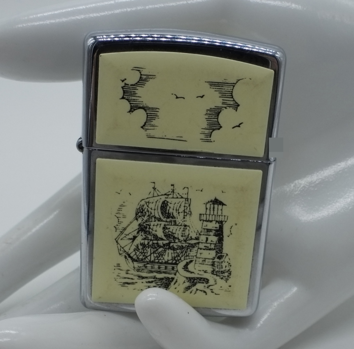 Zippo Nautical Ship & Lighthouse Chrome Lighter