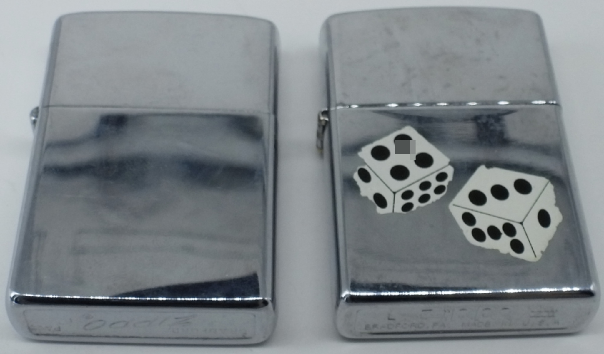 Zippo Chrome Lighters with Dice Design (Pair)