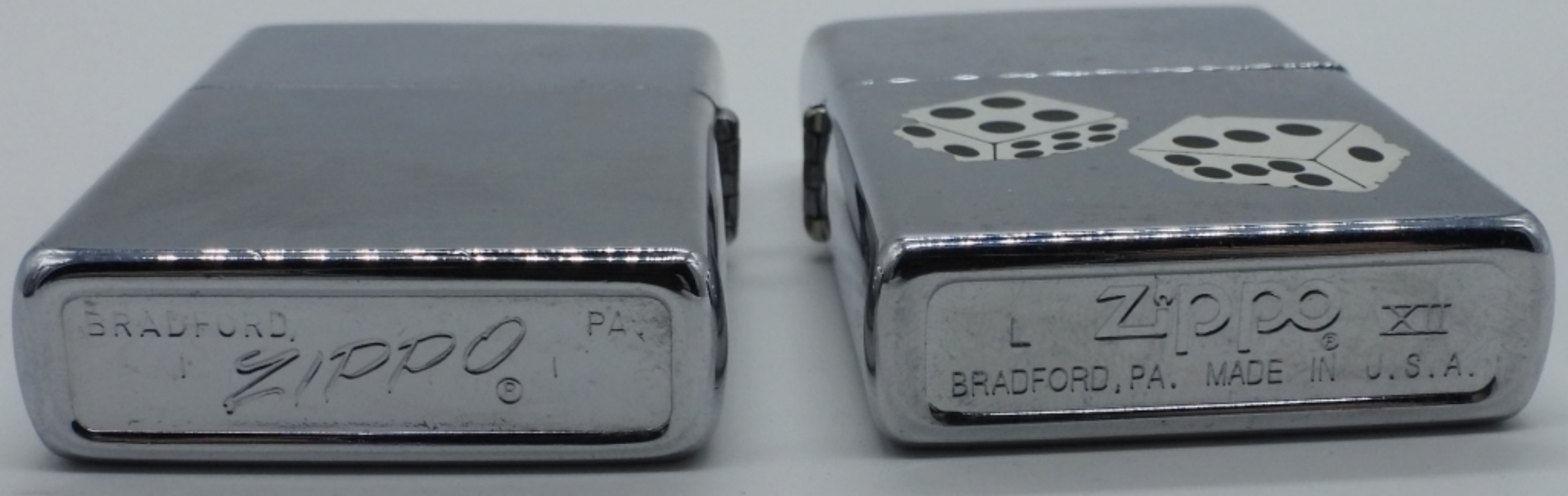 Zippo Chrome Lighters with Dice Design (Pair)