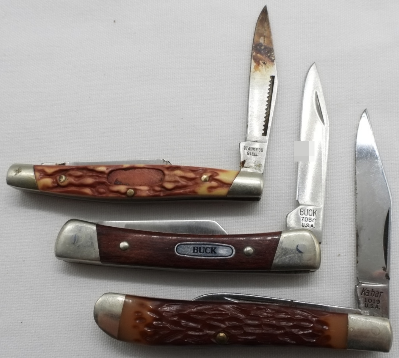 Buck & KA-BAR Folding Knives, 3-Piece Lot