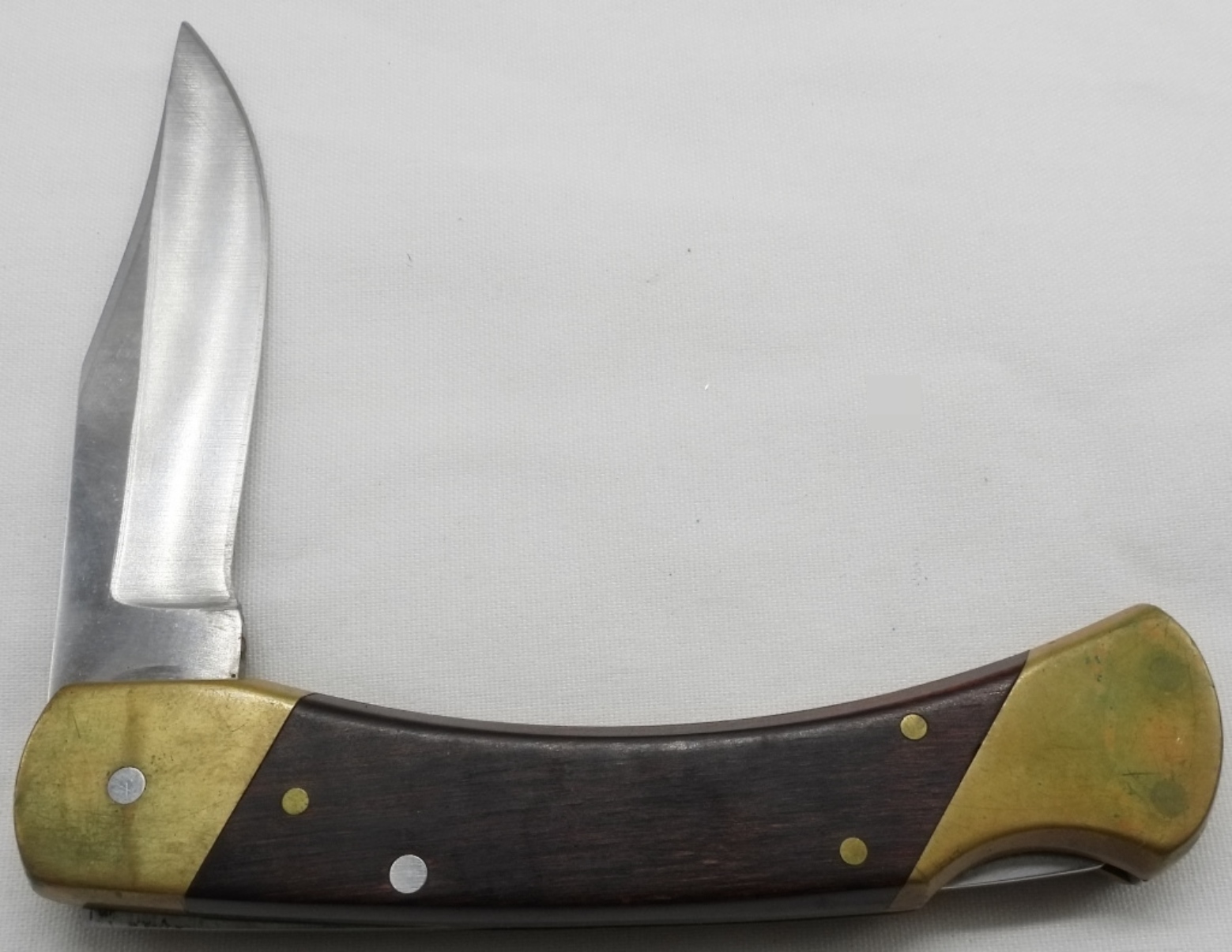 Schrade+ LB7 Lockback Knife, Wood & Brass