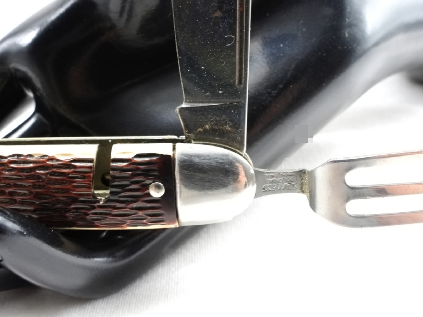 Colonial Jigged Bone Folding Knife, Nickel Silver