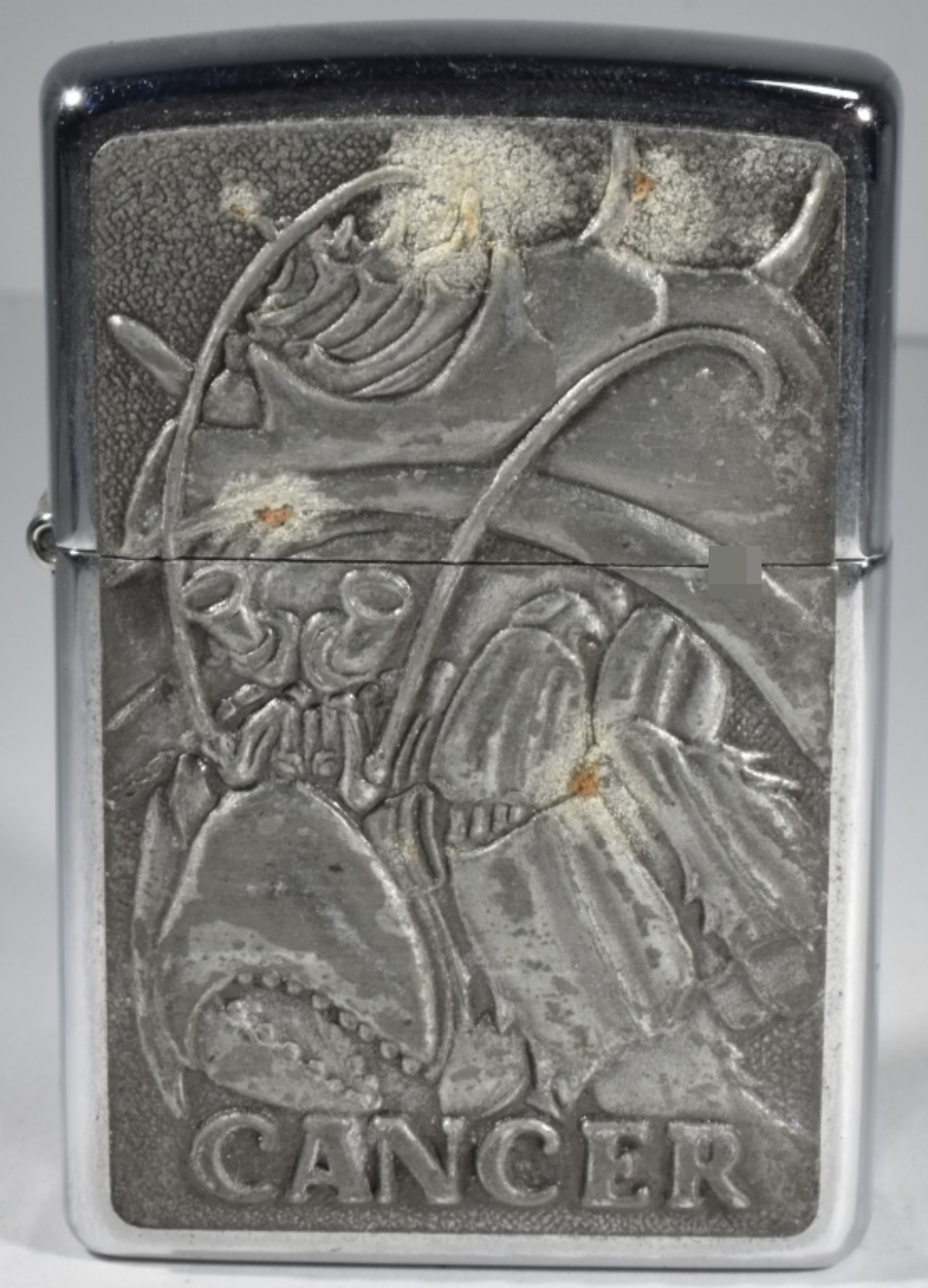 Vintage Zippo Cancer Zodiac Lighter Chrome