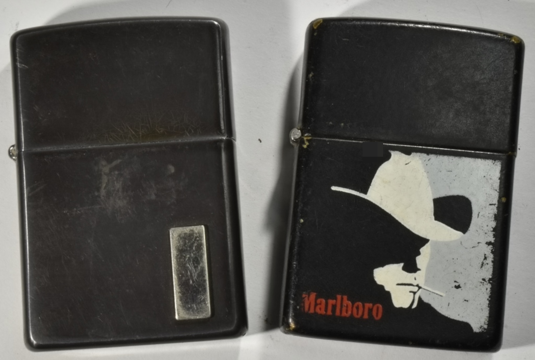 Vintage Zippo Lighter Pair - Marlboro Cowboy