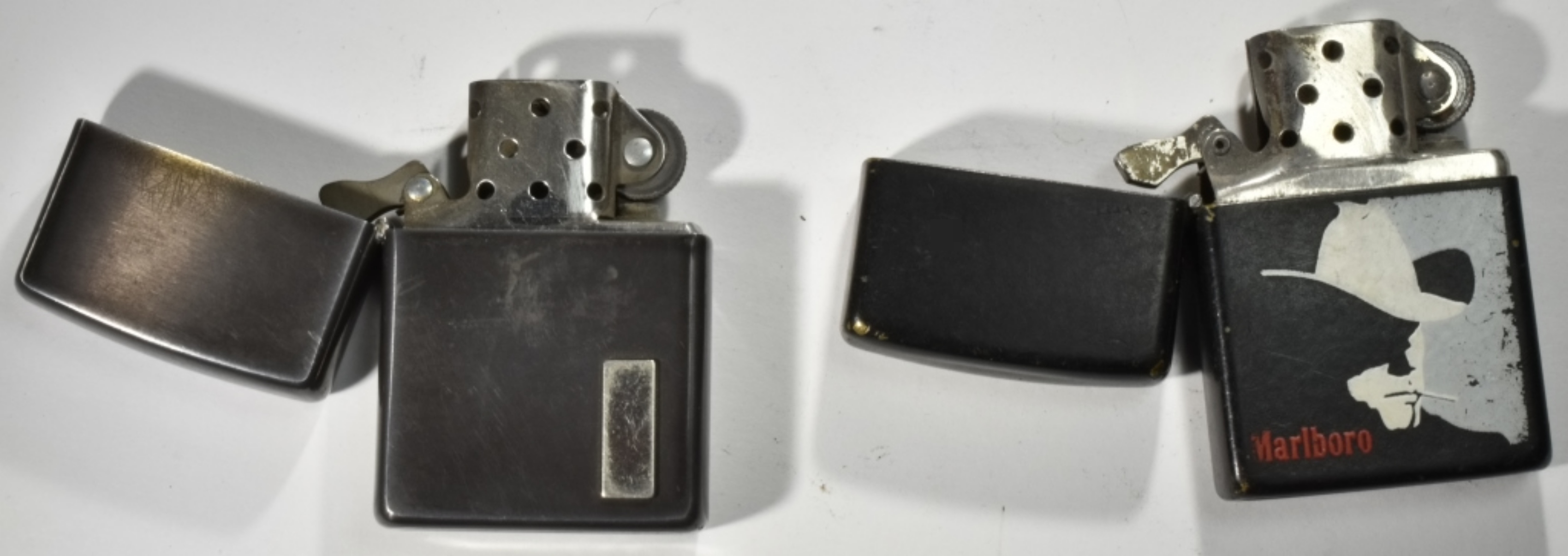Vintage Zippo Lighter Pair - Marlboro Cowboy