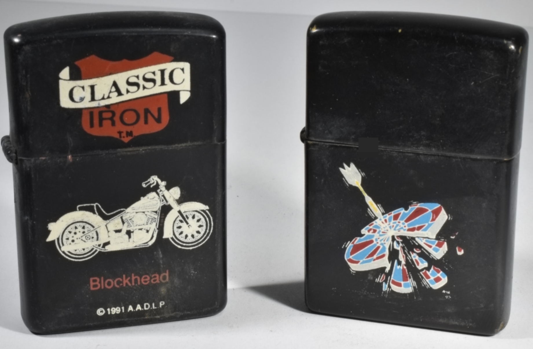 Pair of Black Lighters - Classic Iron & Dart Board