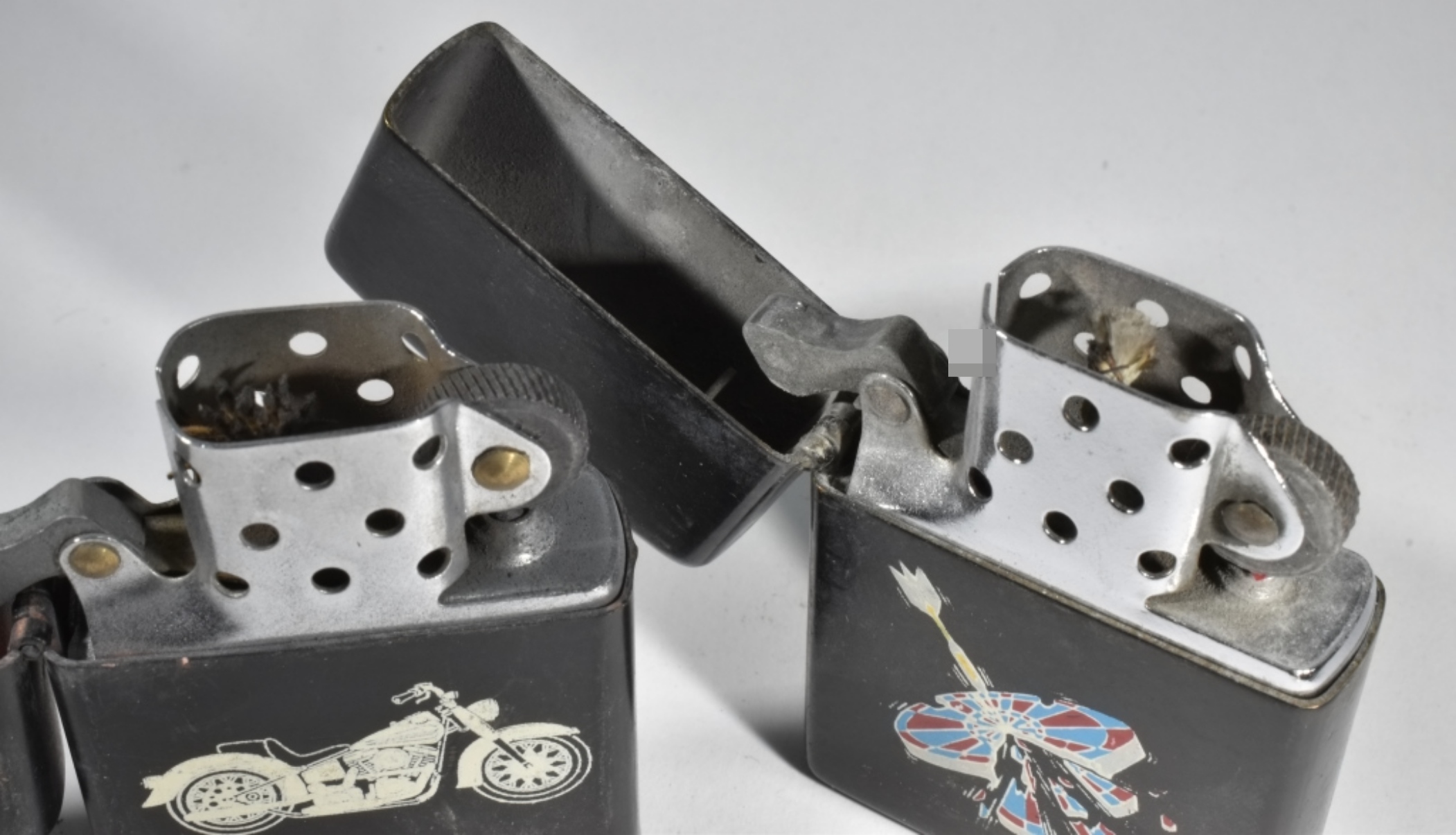 Pair of Black Lighters - Classic Iron & Dart Board