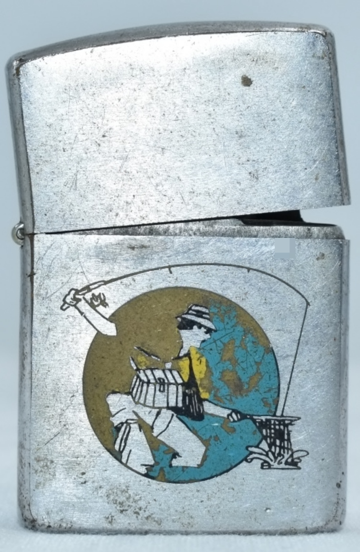 1991 Zippo Regular, Brushed Chrome, Fishing Design
