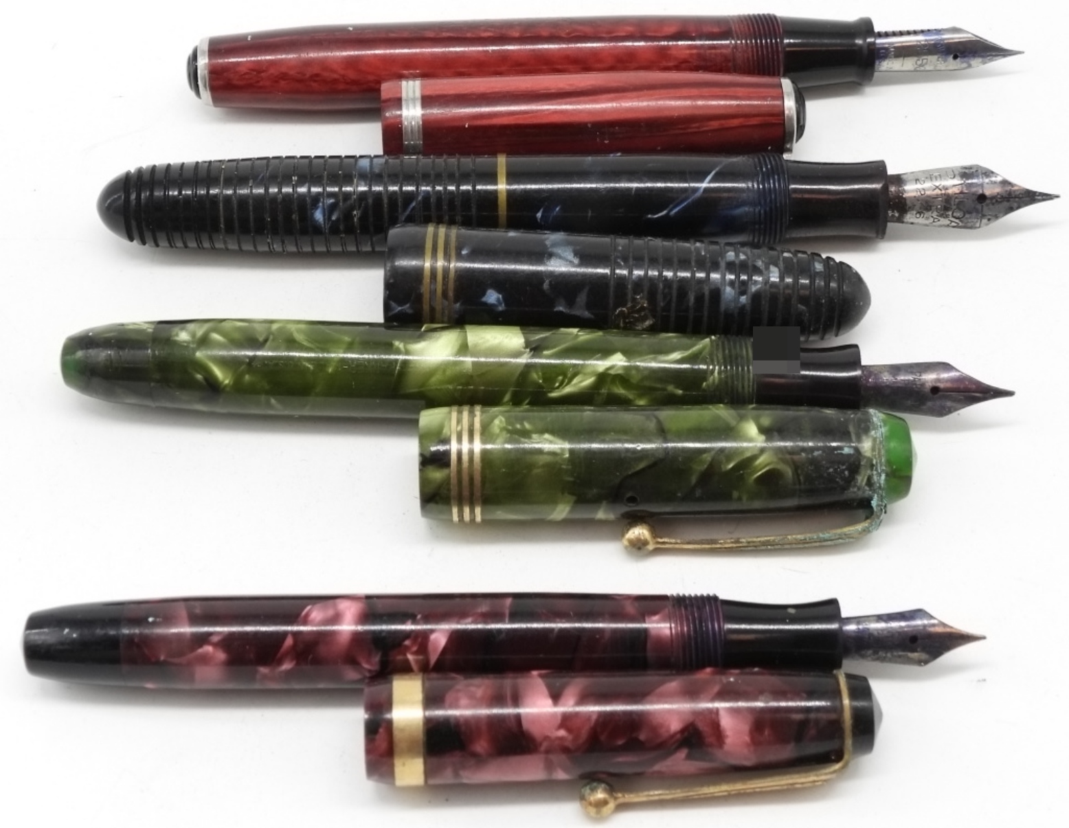 Vintage Fountain Pen Lot, 4 Pieces, Celluloid