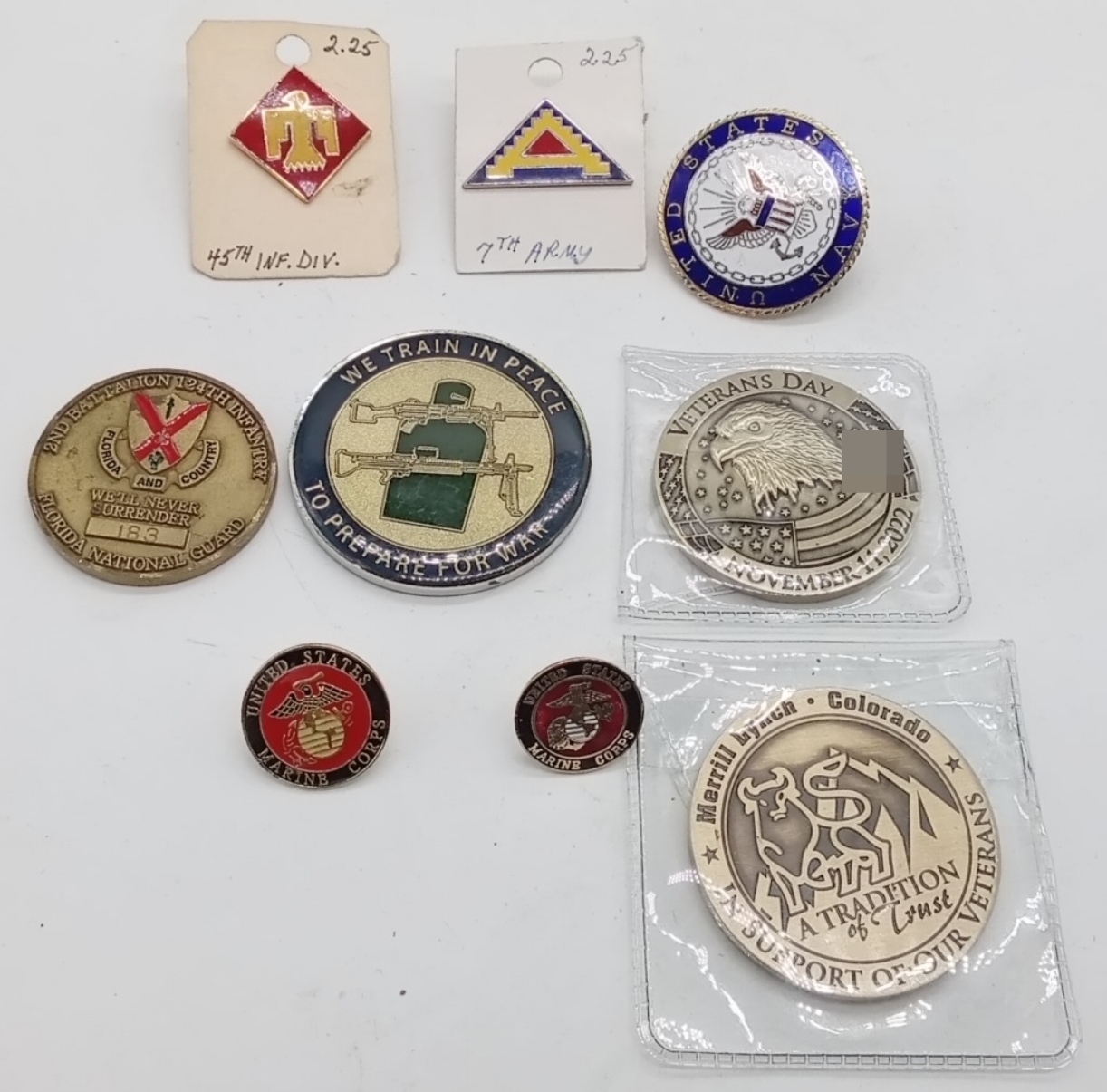 U.S. Military Medals and Unit Insignia Pin Set