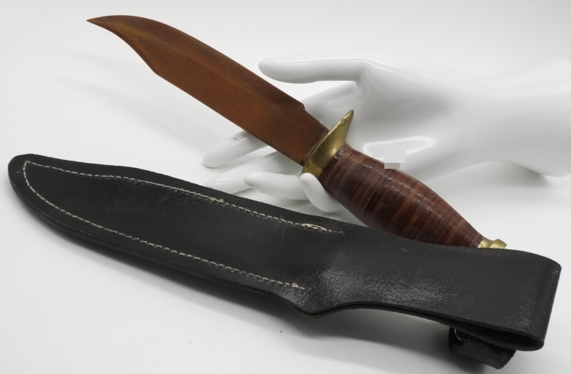 Military Fighting Knife with Leather Sheath