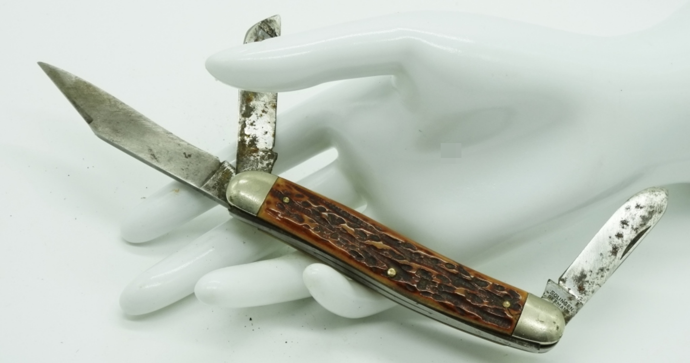 Solingen 6133 Stockman Folding Knife, Bone Handle