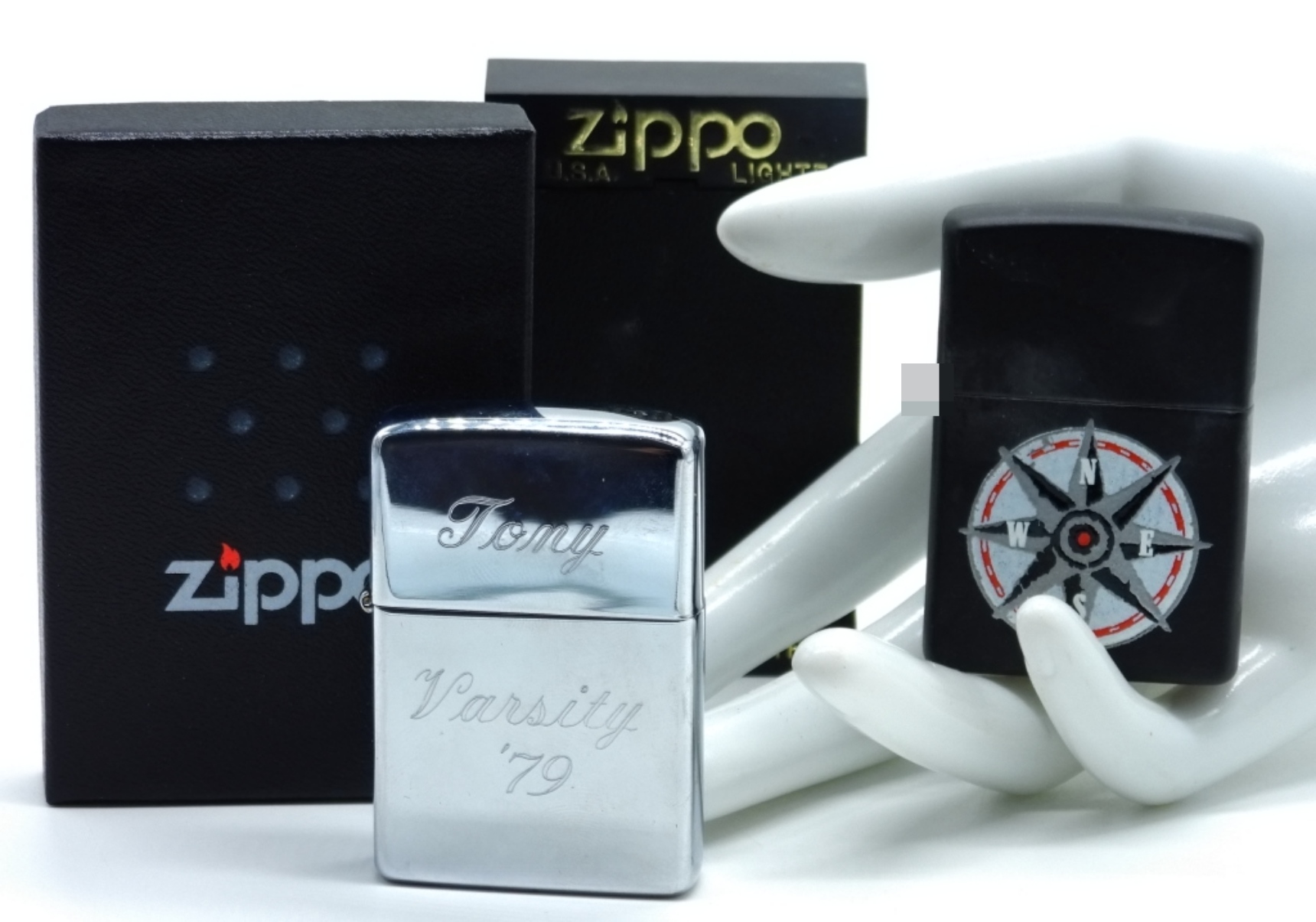 Zippo Chrome Lighters, Personalized & Compass
