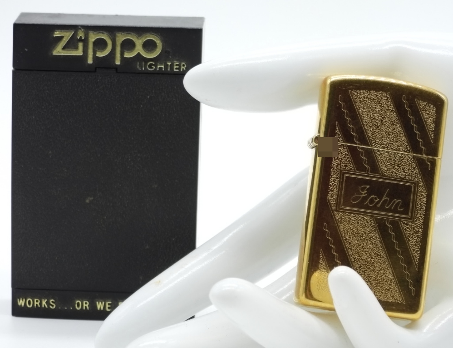 Zippo Brass Lighter, Engraved "John" 1984