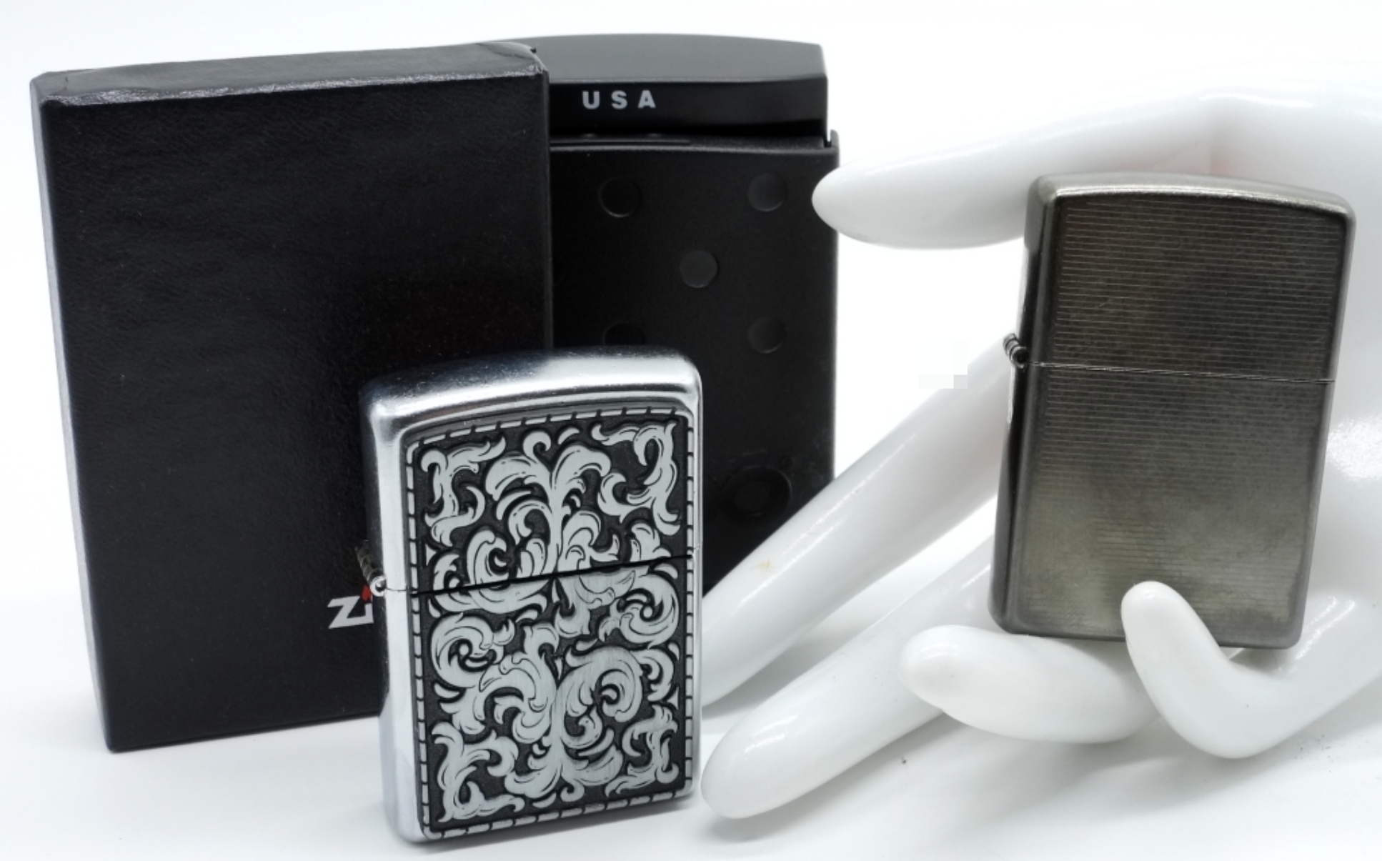 Zippo Chrome Lighters, Filigree & Brushed Finish