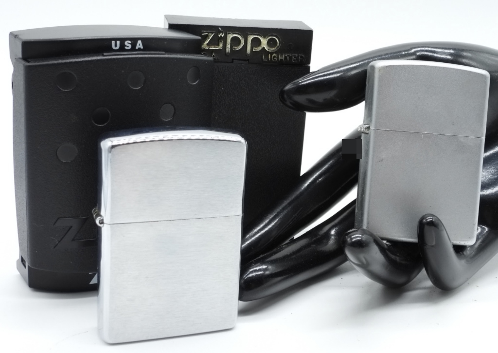 Zippo Chrome Lighter Lot - 2006 & 1998 Models