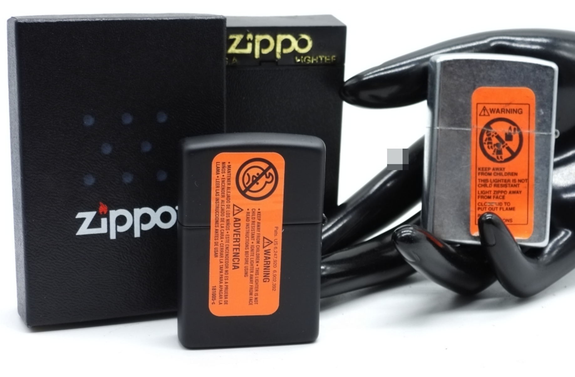 Zippo Black Matte Lighter, Moon Design