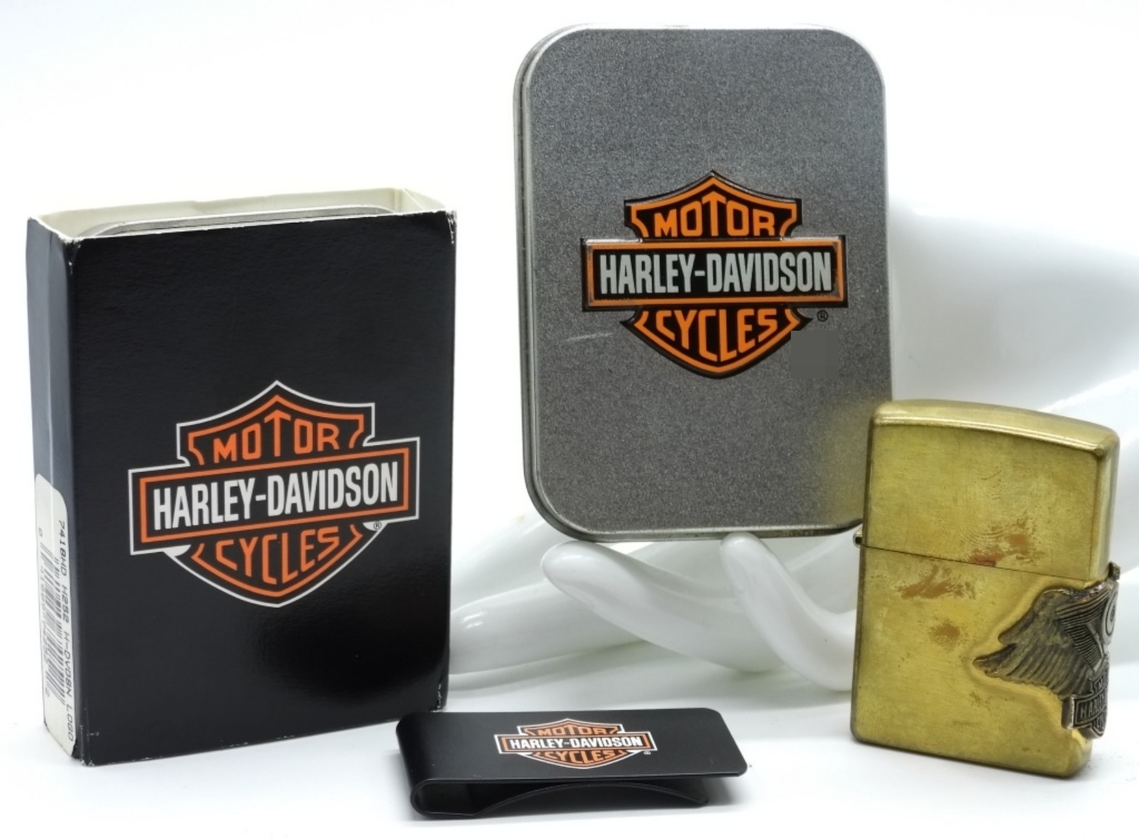 Harley-Davidson Brass Lighter With Money Clip