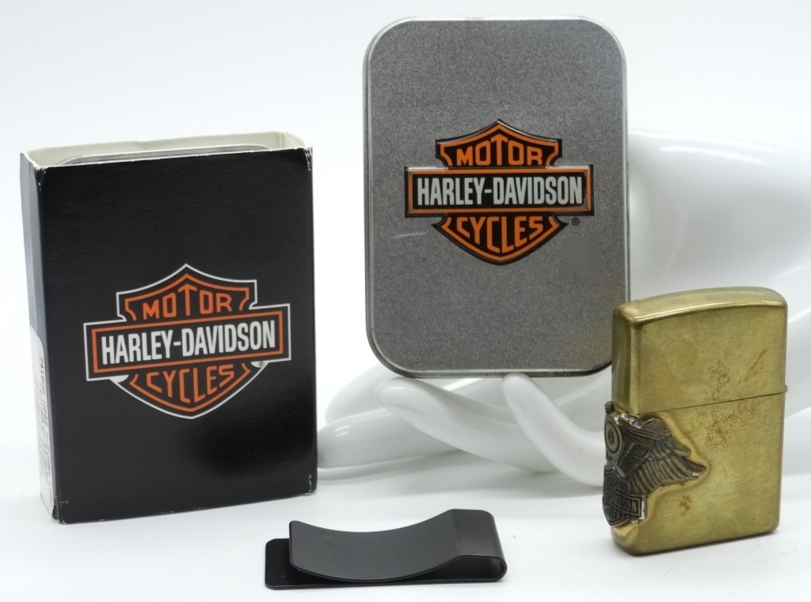 Harley-Davidson Brass Lighter With Money Clip