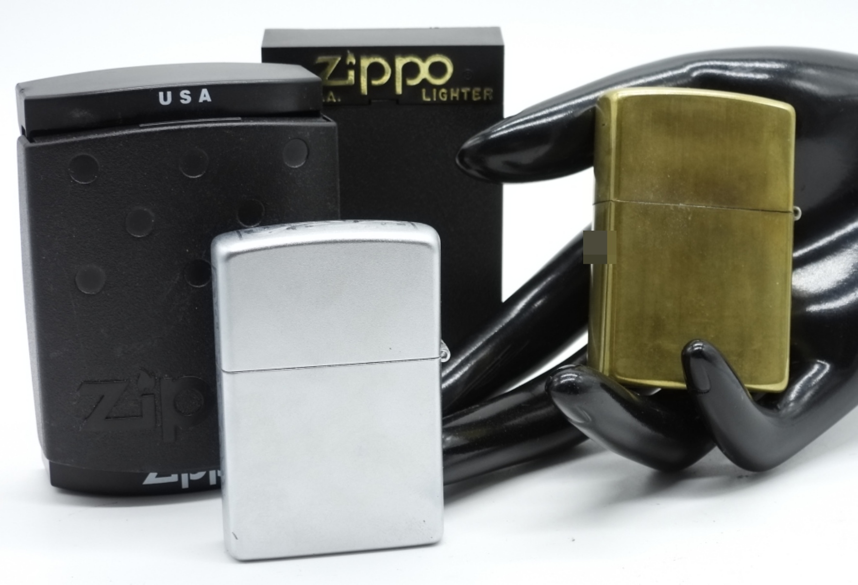Zippo Chrome & Brass Lighters, 1996 & 2001
