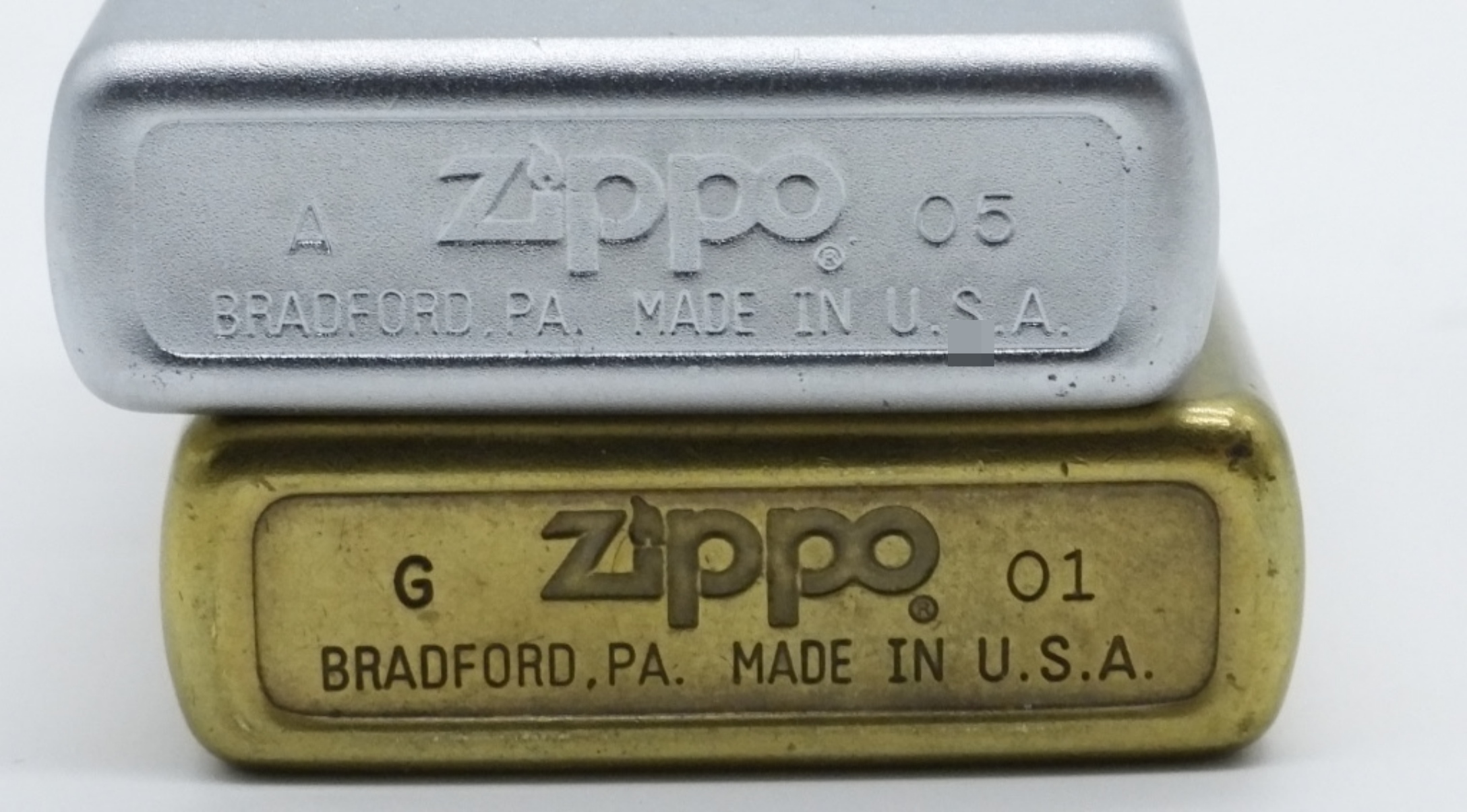 Zippo Chrome & Brass Lighters, 1996 & 2001
