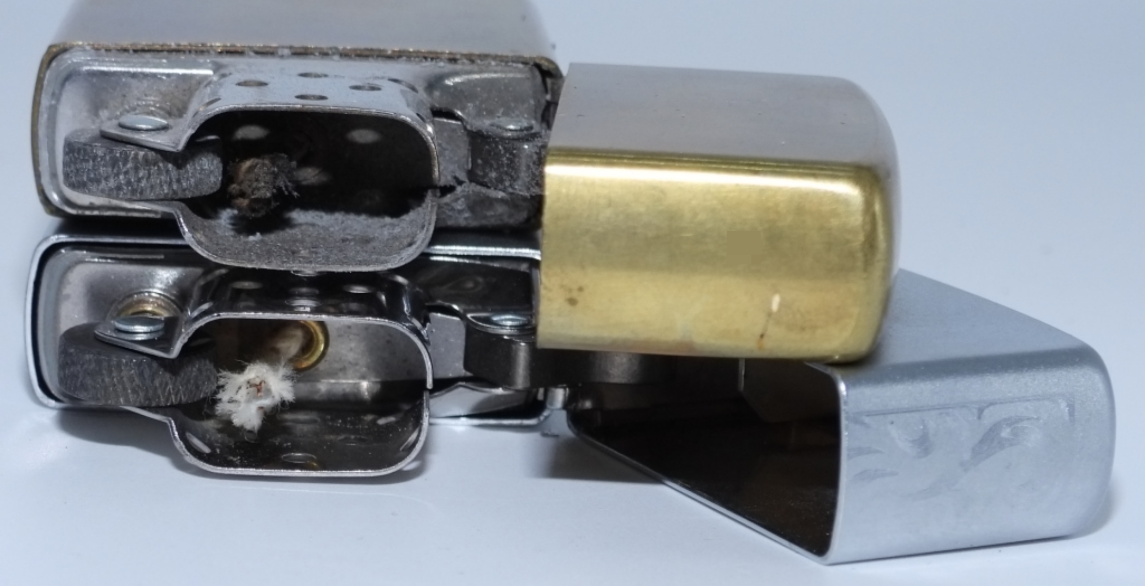 Zippo Chrome & Brass Lighters, 1996 & 2001