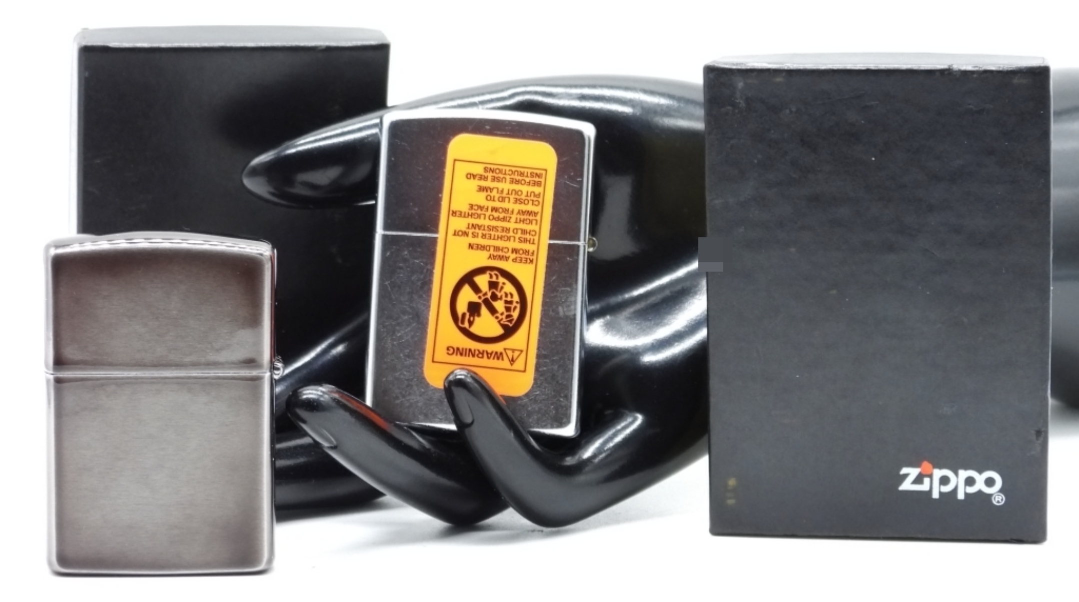 Zippo Camel & Black Crackle Lighter Pair