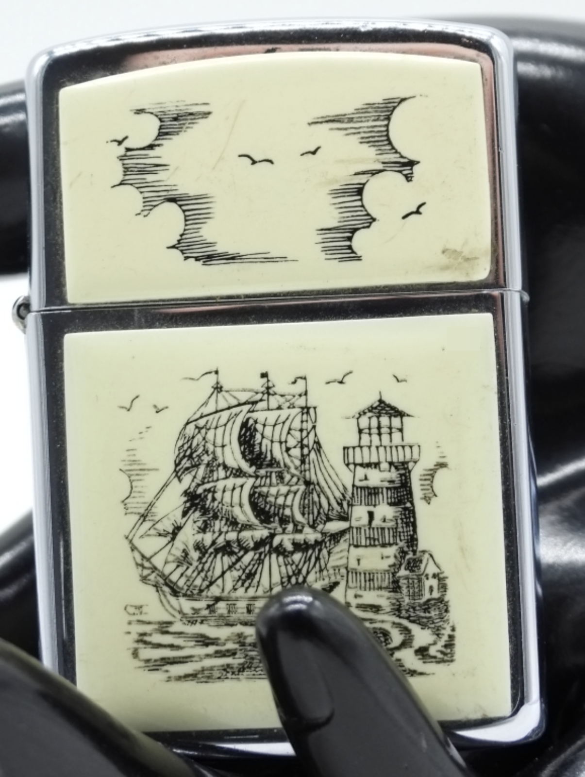Zippo Nautical Scene Scrimshaw Lighthouse Lighter