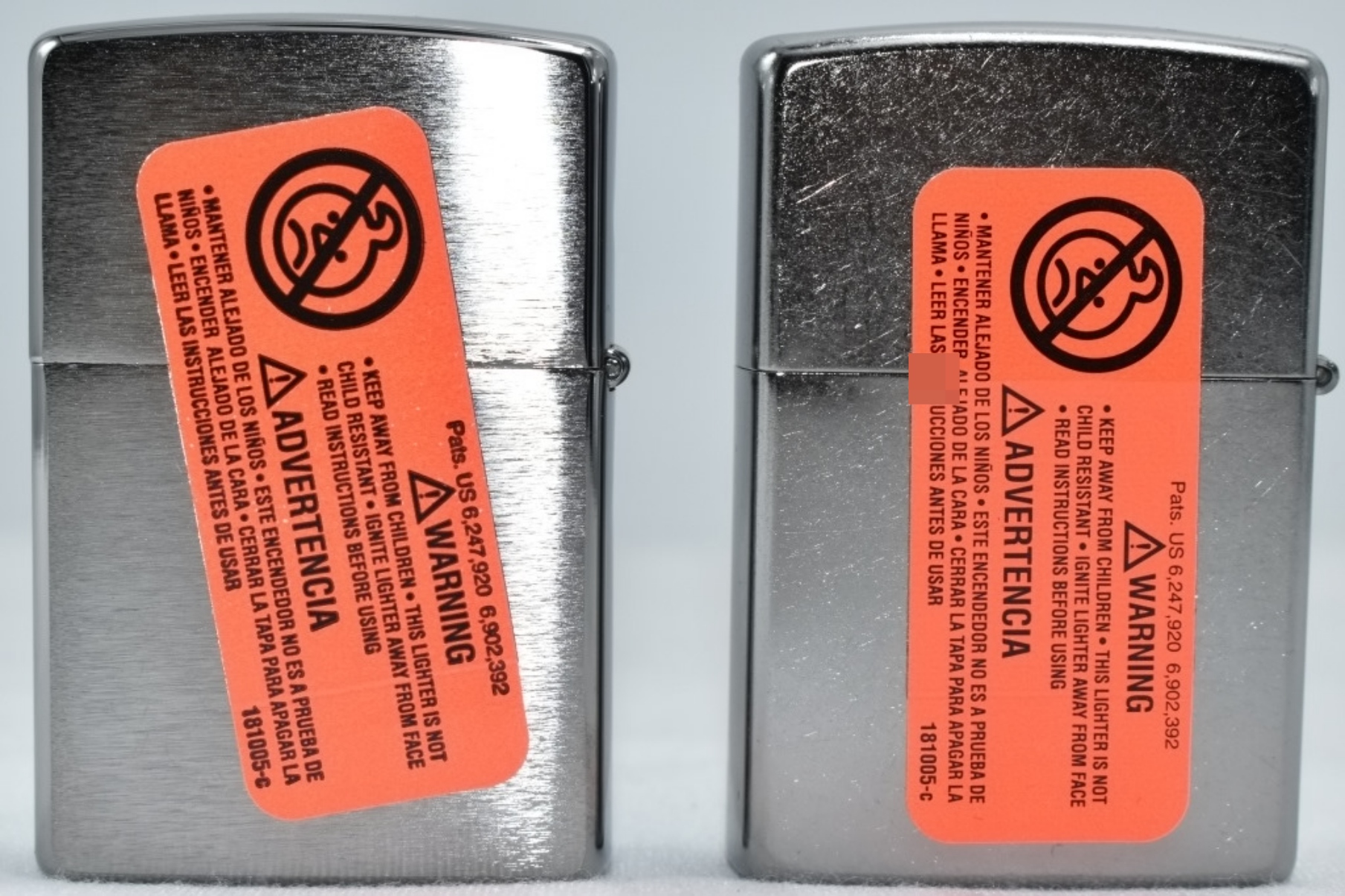 2015-16 Zippo Chrome Brushed Lighters - Pair