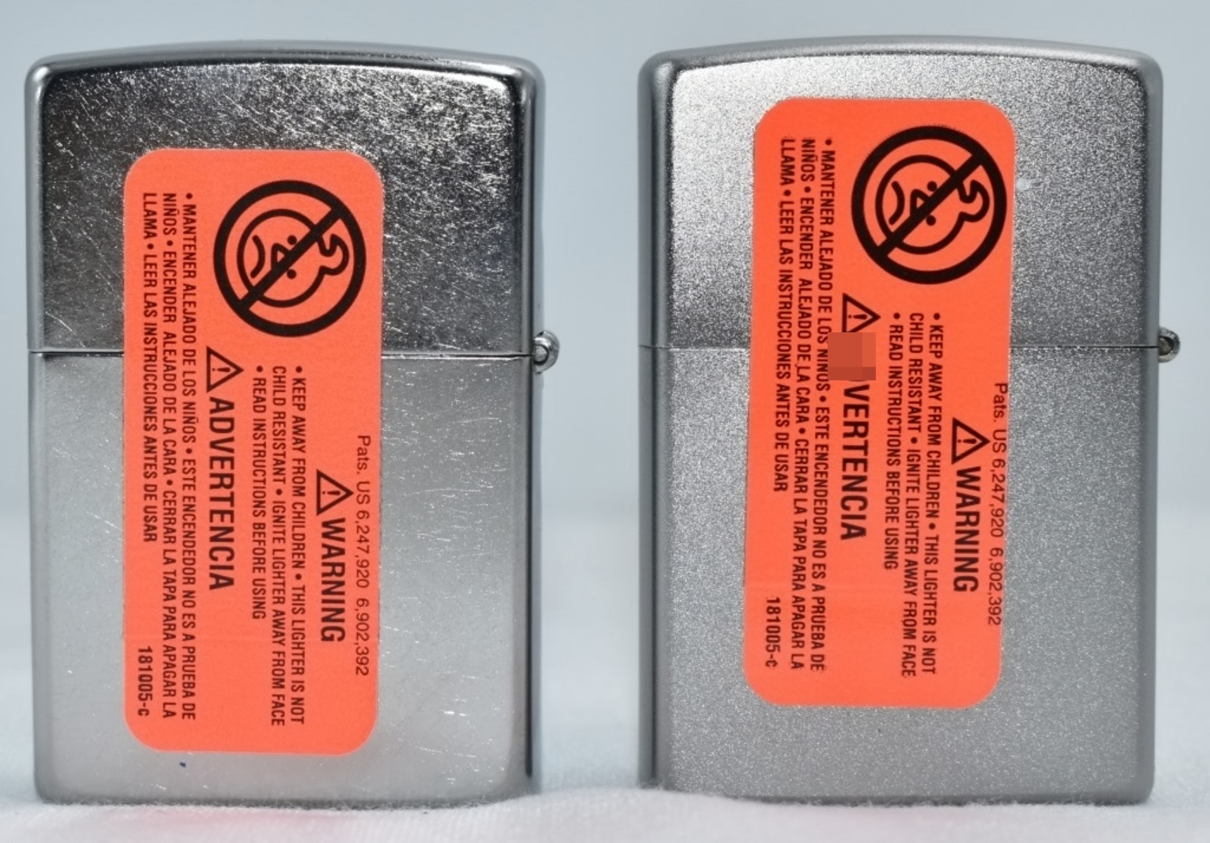 2013 and 2016 Zippo's Regular Chrome Lighters