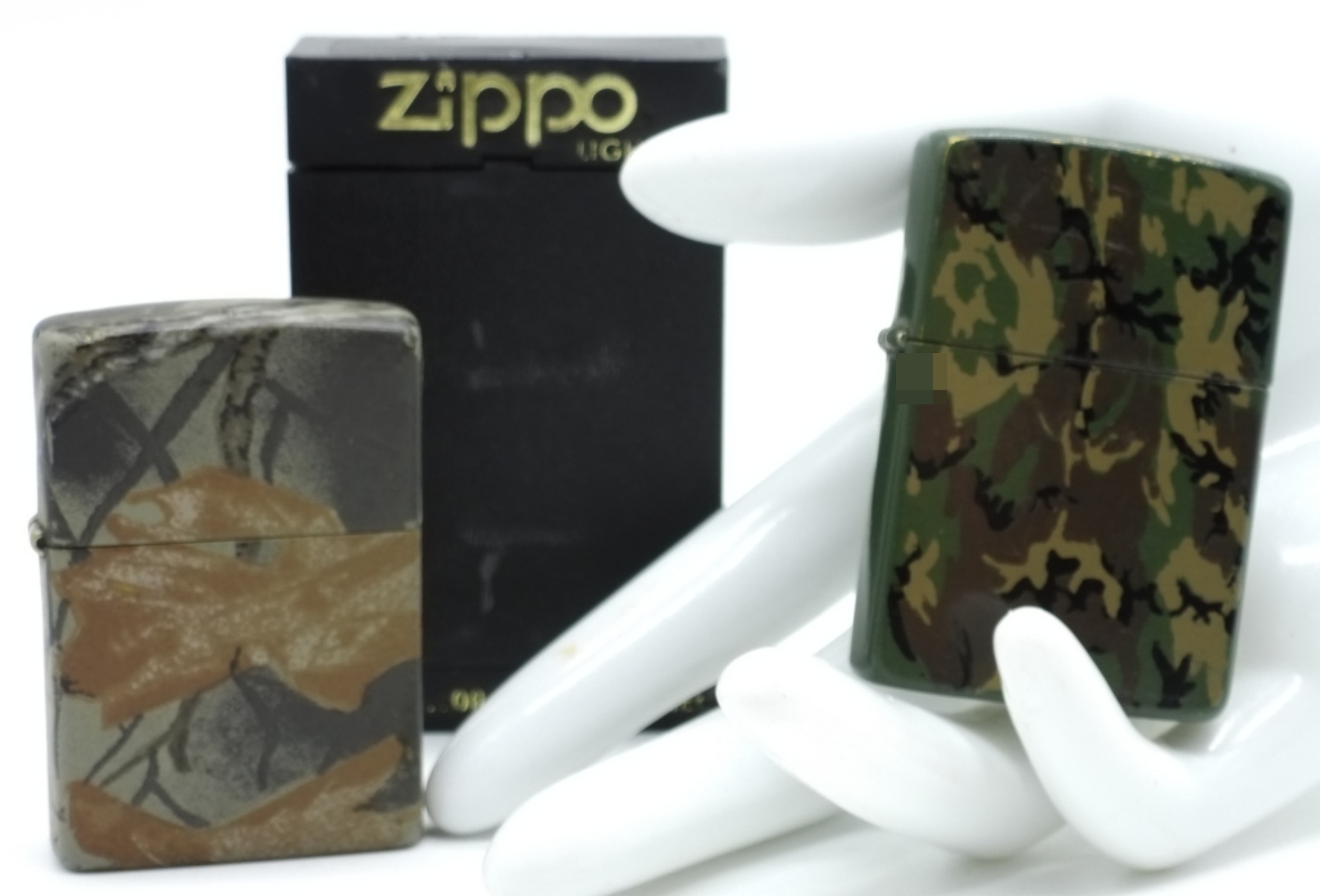 Zippo Camouflage Lighters Pair, 1985 & 2011