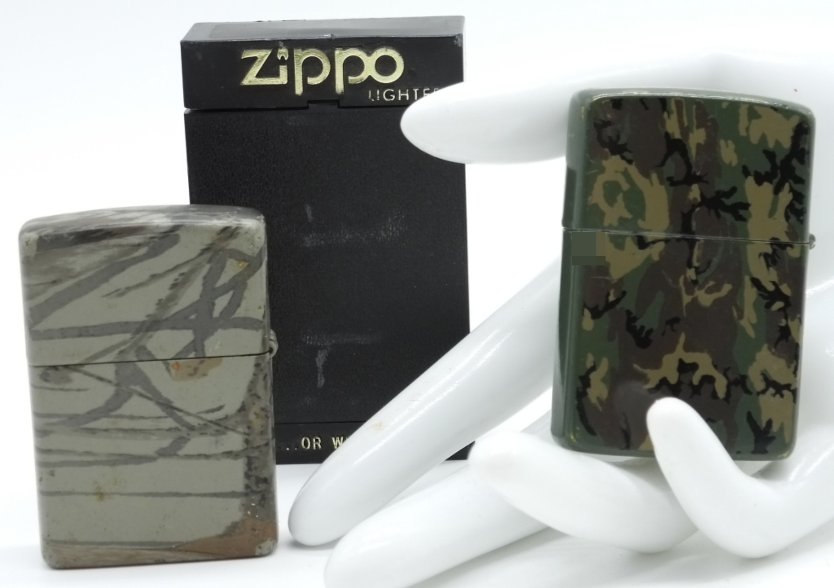 Zippo Camouflage Lighters Pair, 1985 & 2011