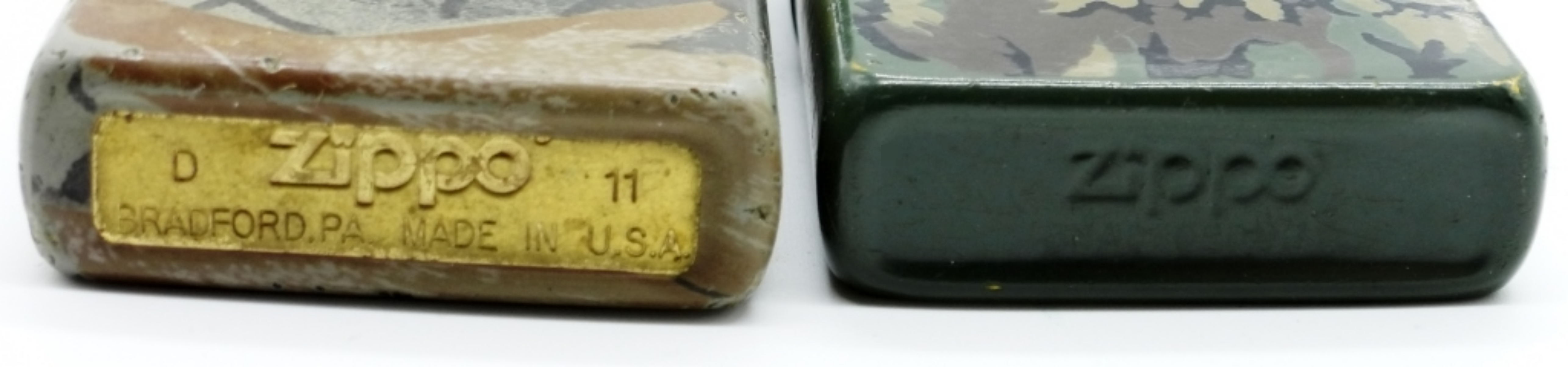 Zippo Camouflage Lighters Pair, 1985 & 2011