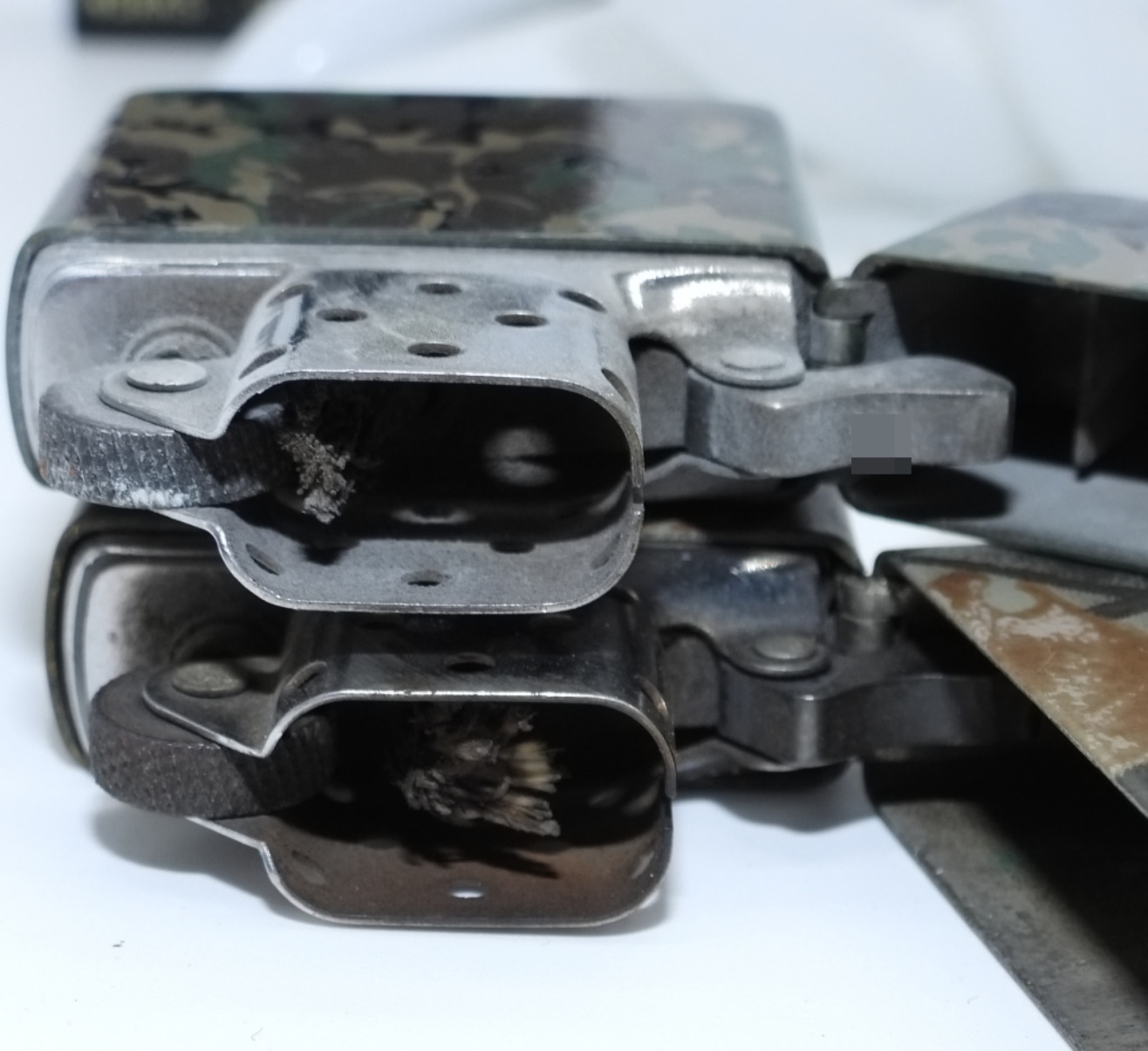 Zippo Camouflage Lighters Pair, 1985 & 2011