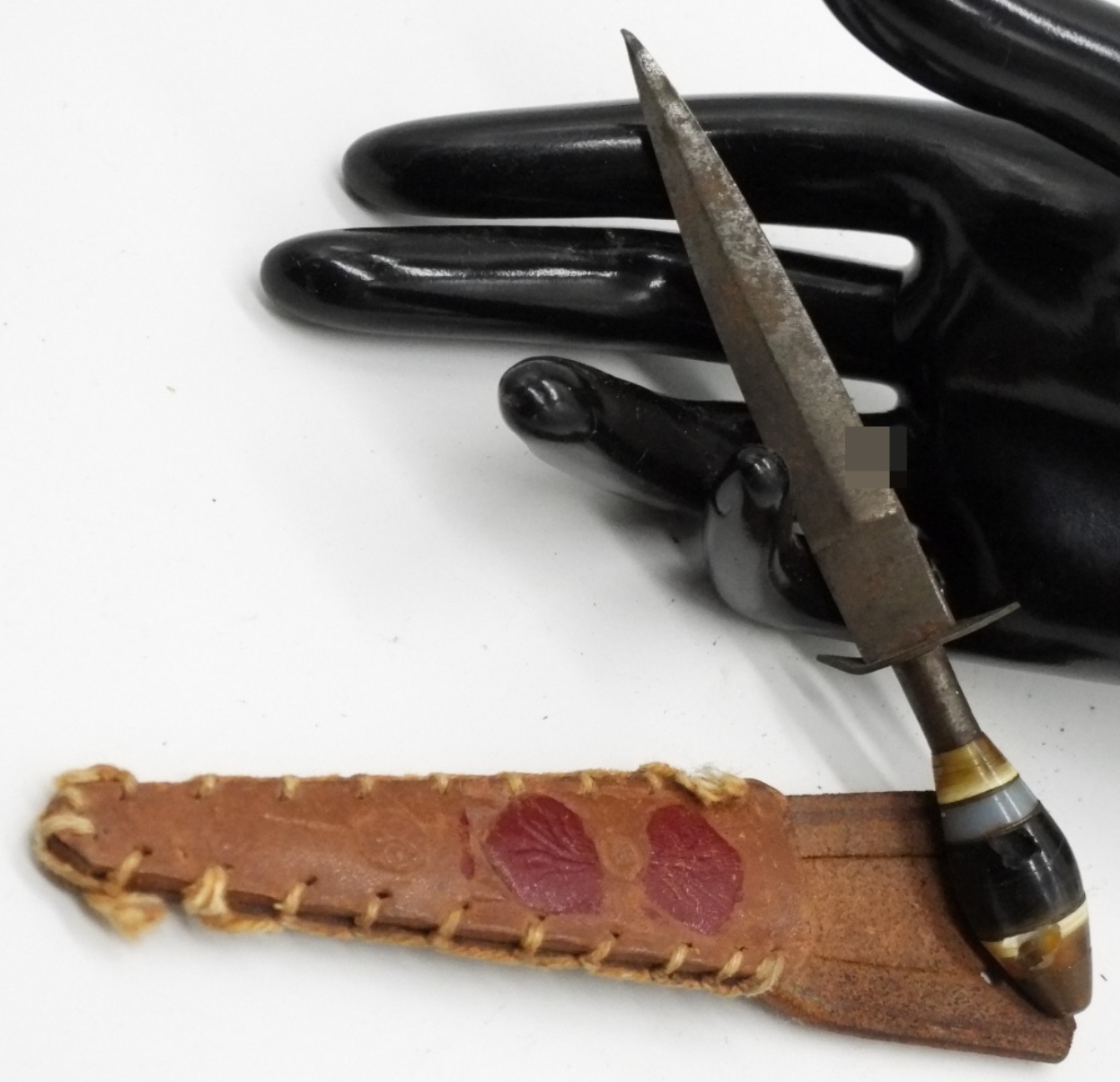 Vintage Fighting Dagger with Leather Sheath