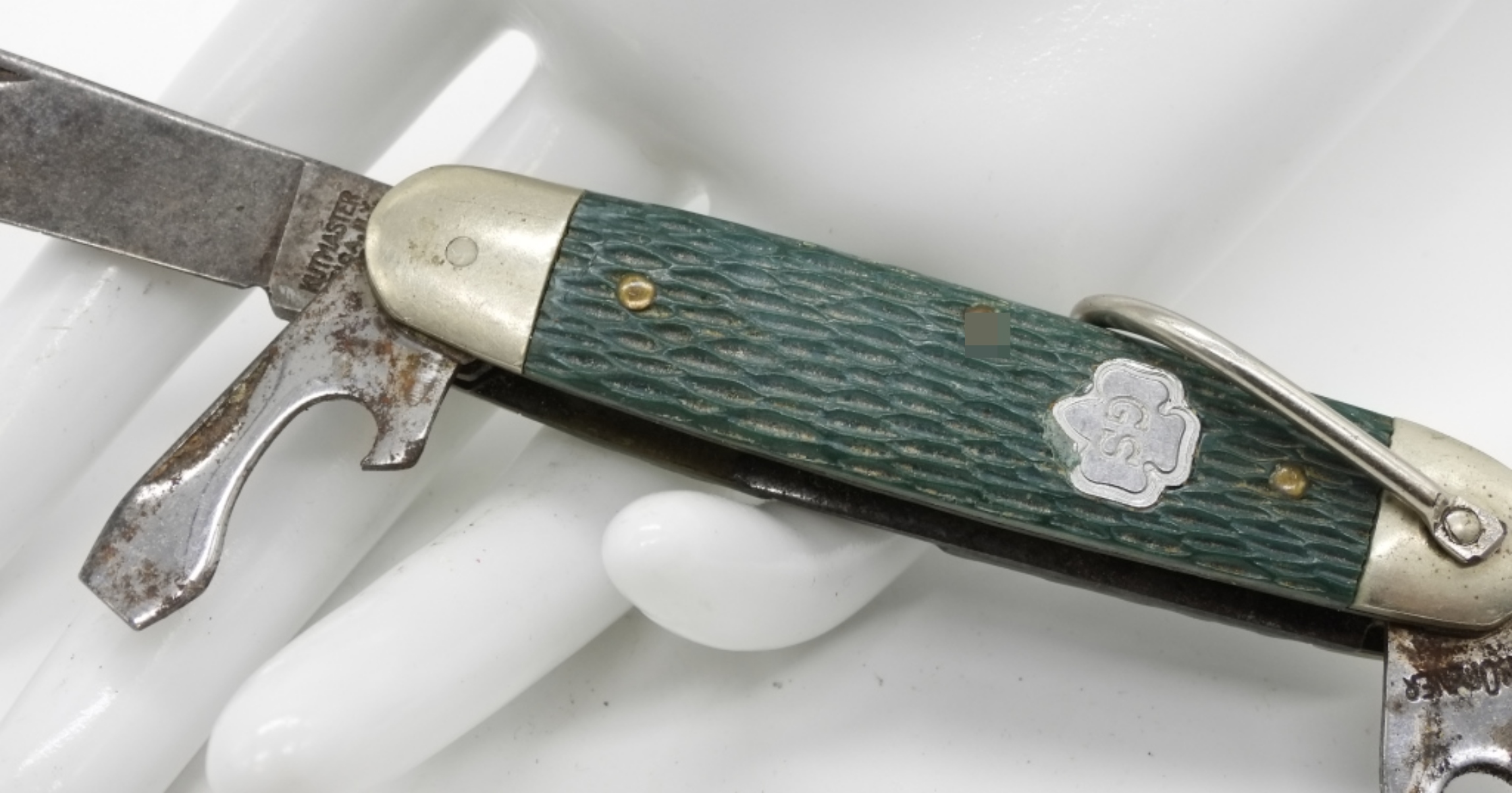 Kutmaster Barlow Green Jigged Bone Handle Knife
