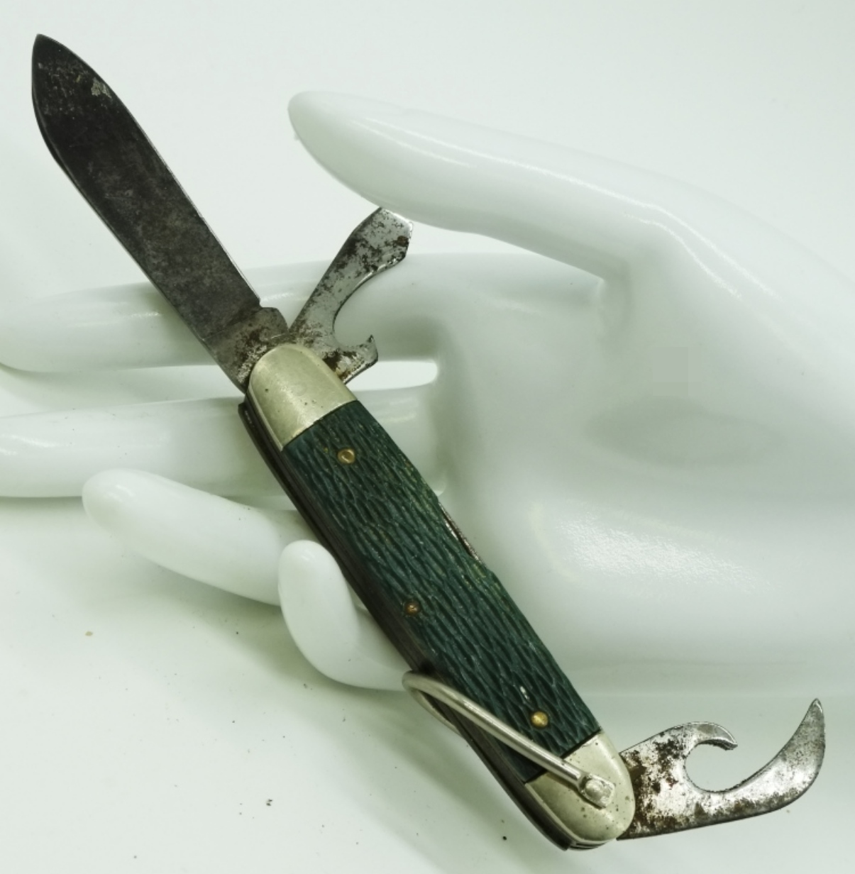 Kutmaster Barlow Green Jigged Bone Handle Knife