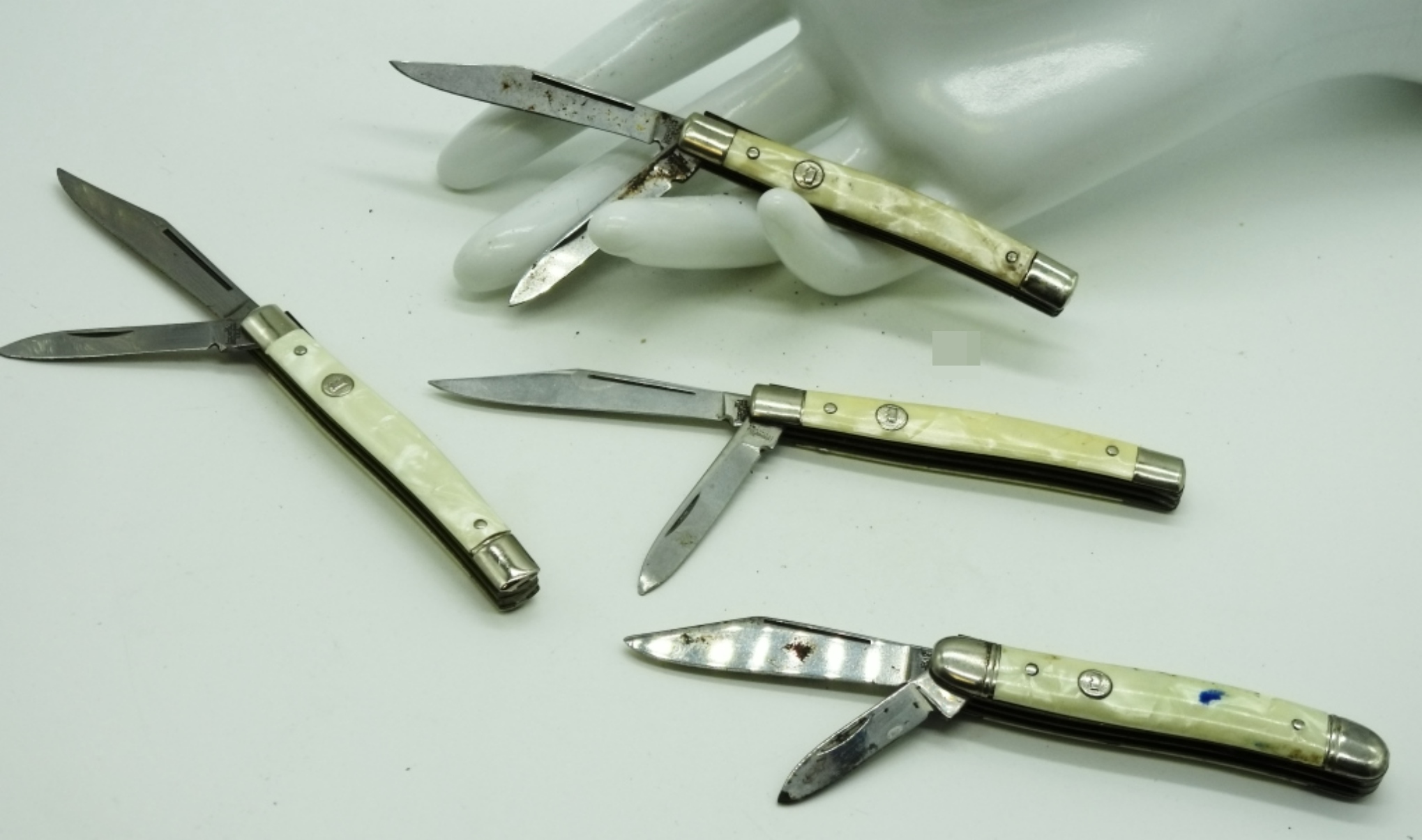 Imperial Pocket Knives, Set of 4 with Bone Handles