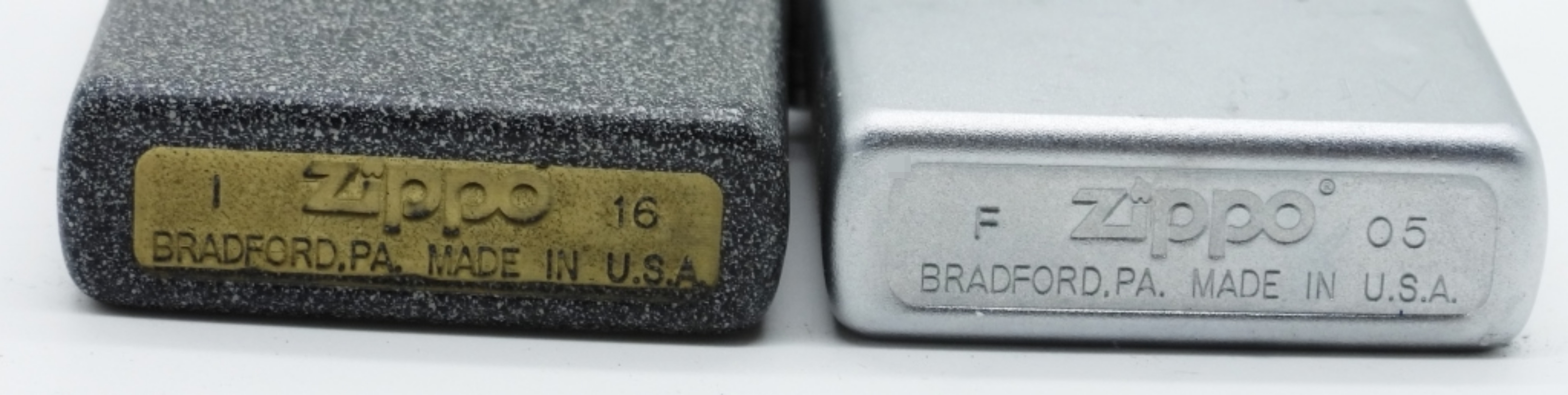Zippo Lighters, Chrome & Black Crackle Pair