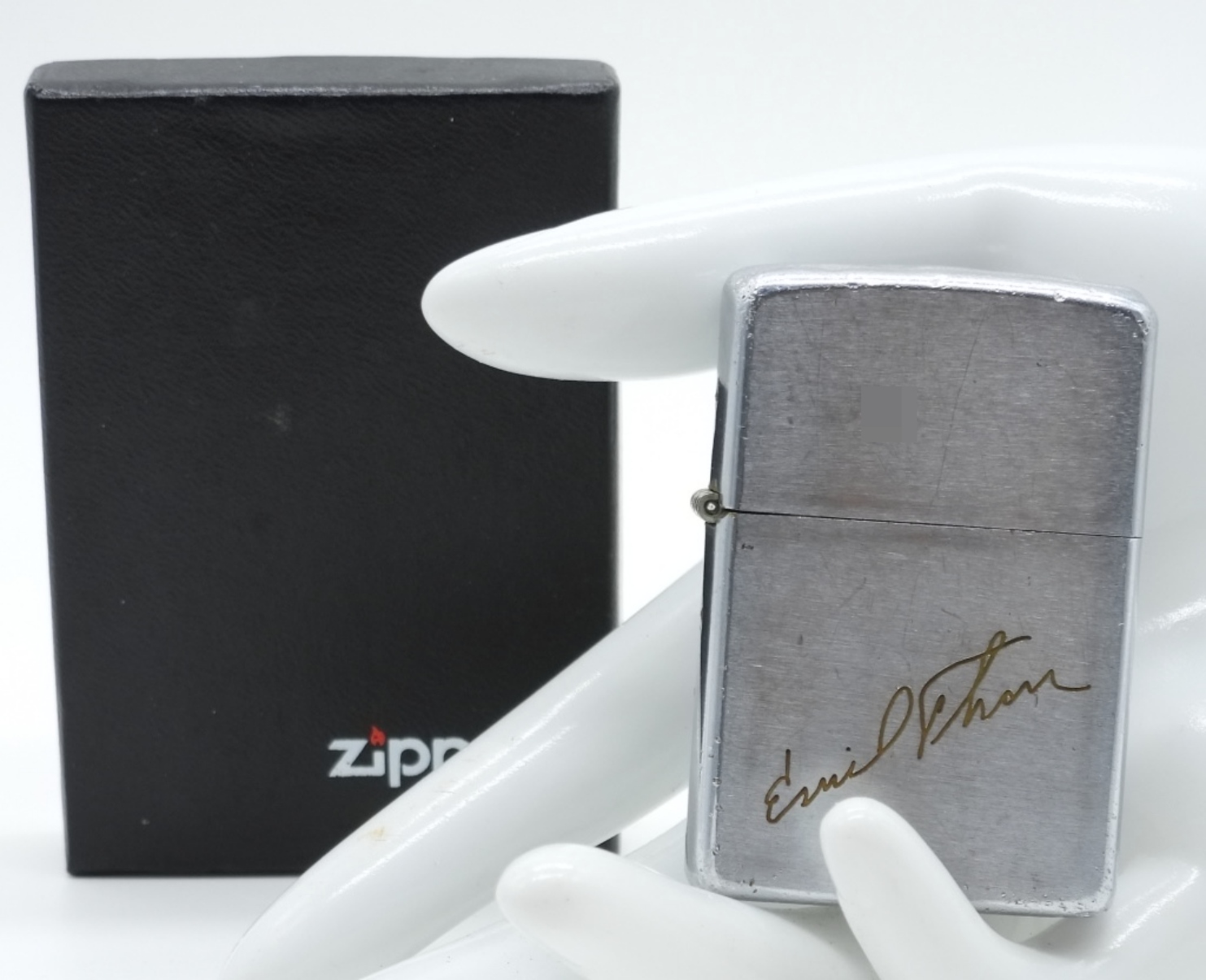 Zippo Brushed Chrome Lighter with Signature