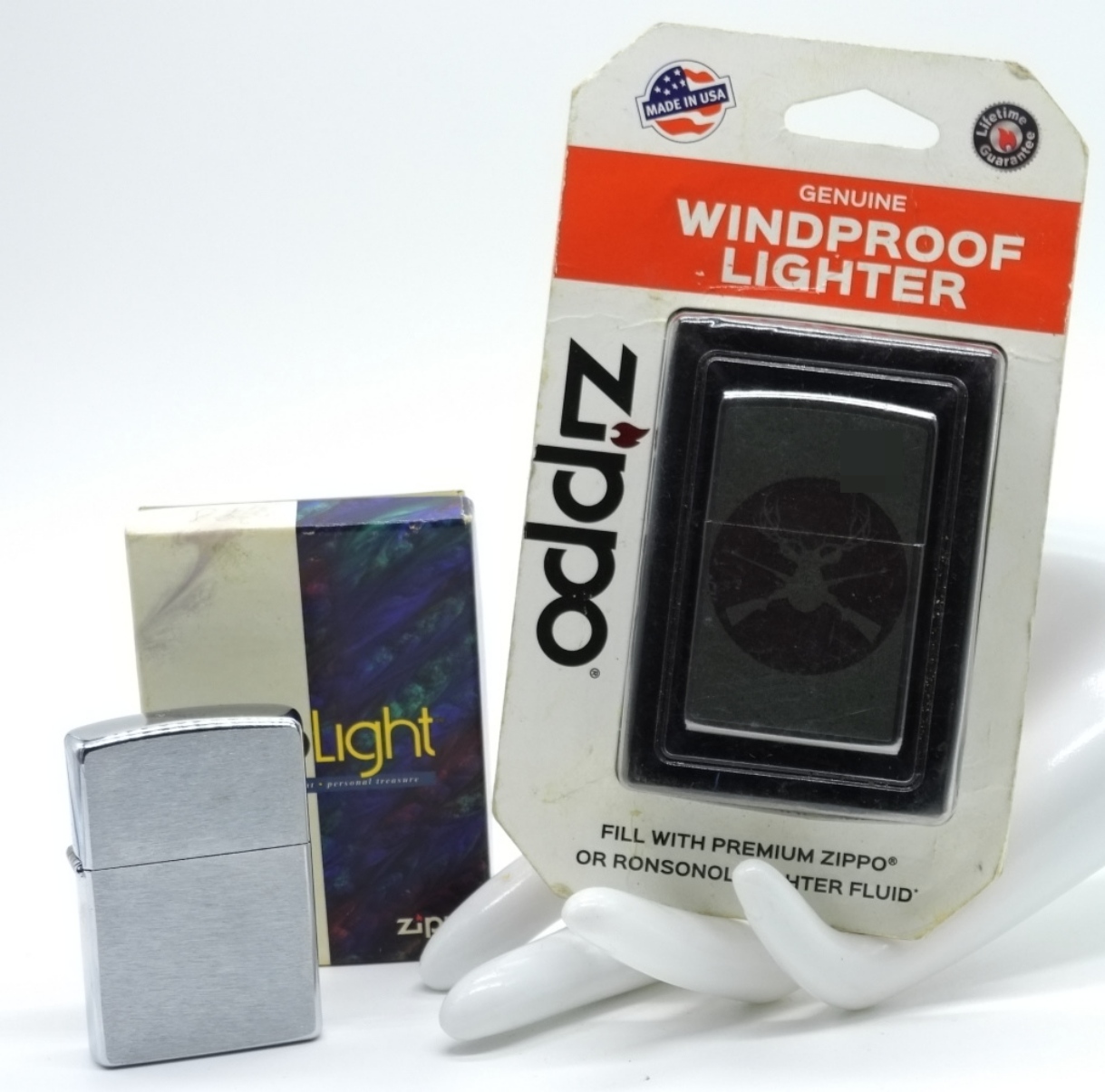 Zippo Deer Rifles & ZipLight Lighter Lot