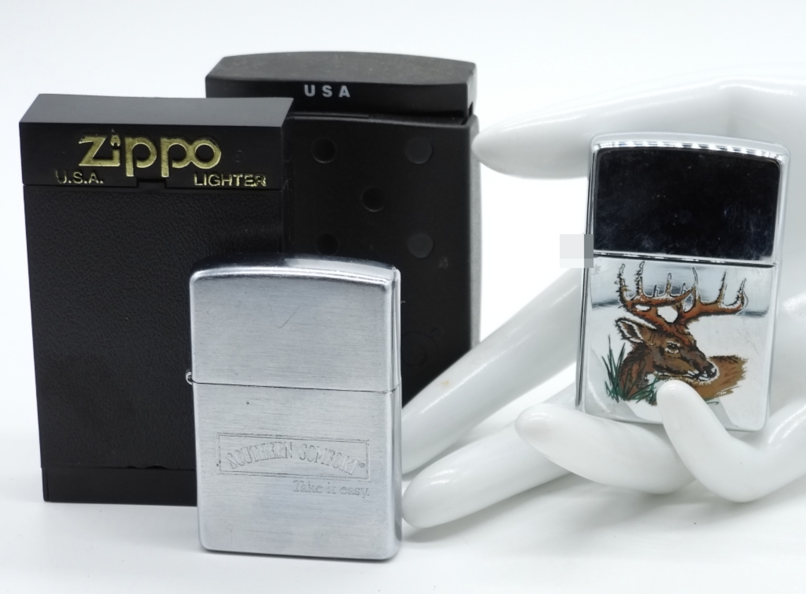 Zippo Southern Comfort Chrome Lighters & Deer