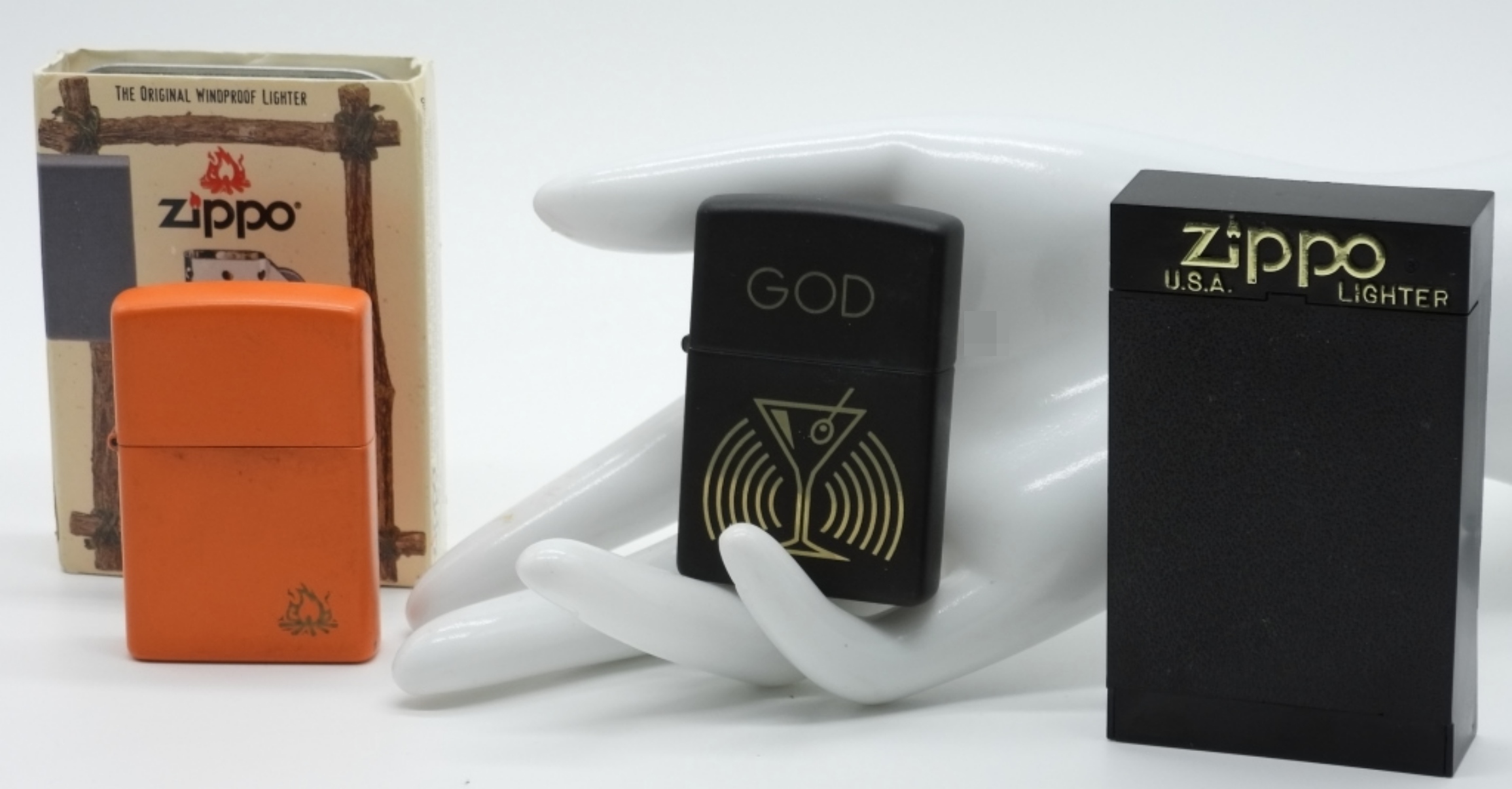 Zippo Lighter Collection, Black & Orange Finish