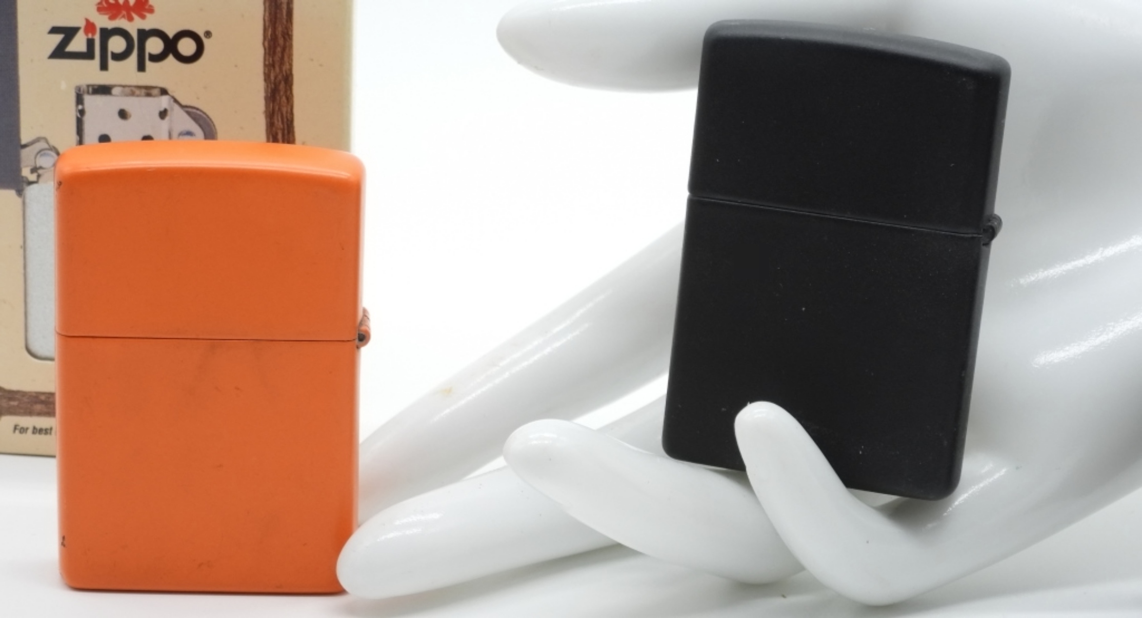 Zippo Lighter Collection, Black & Orange Finish
