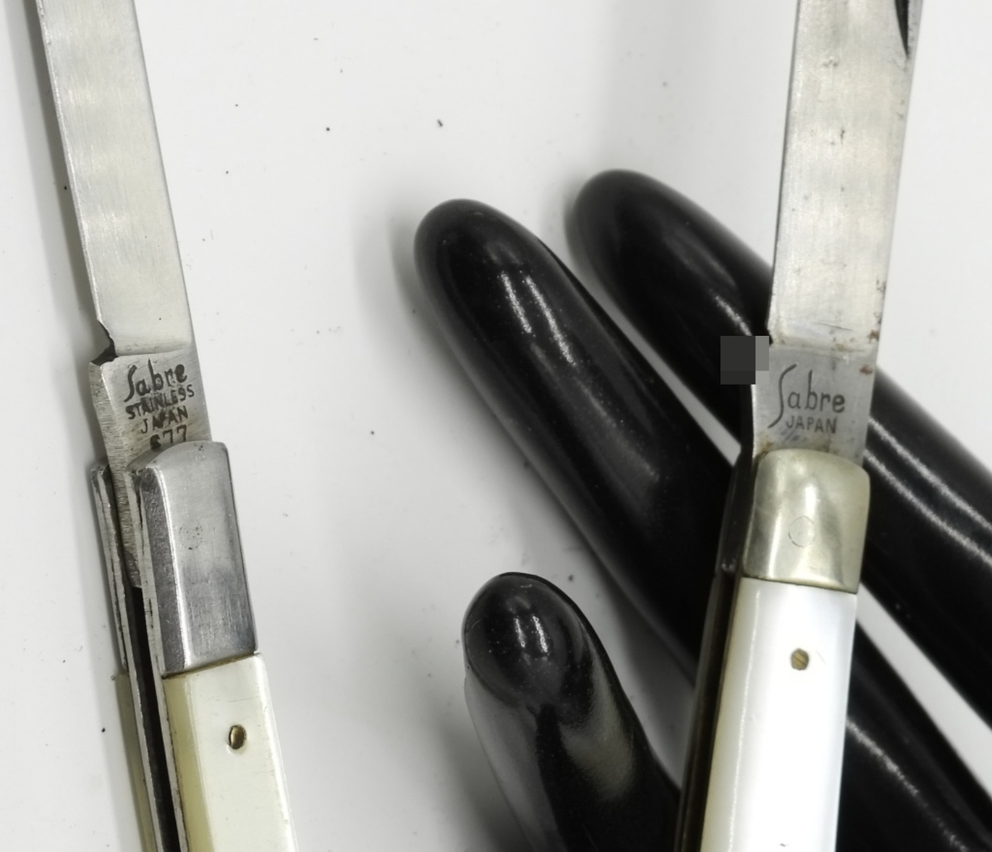 Sabre Stainless Japan Straight Razors, Pearl Handl